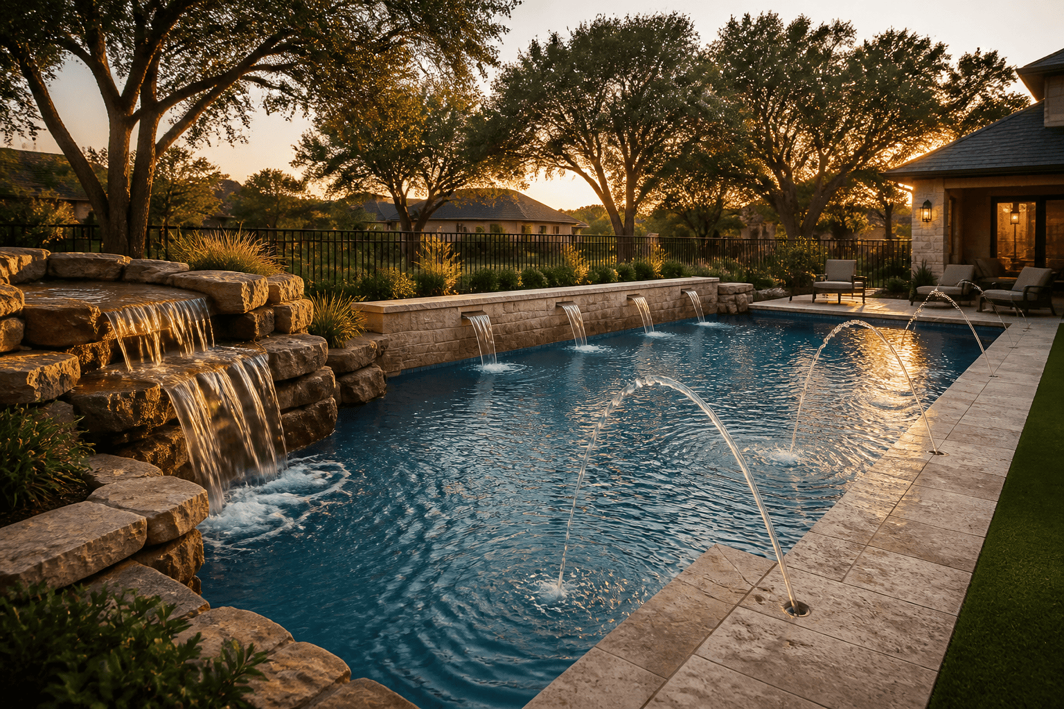 Custom Water Features for DFW Pools: Waterfalls, Scuppers, Deck Jets, and More